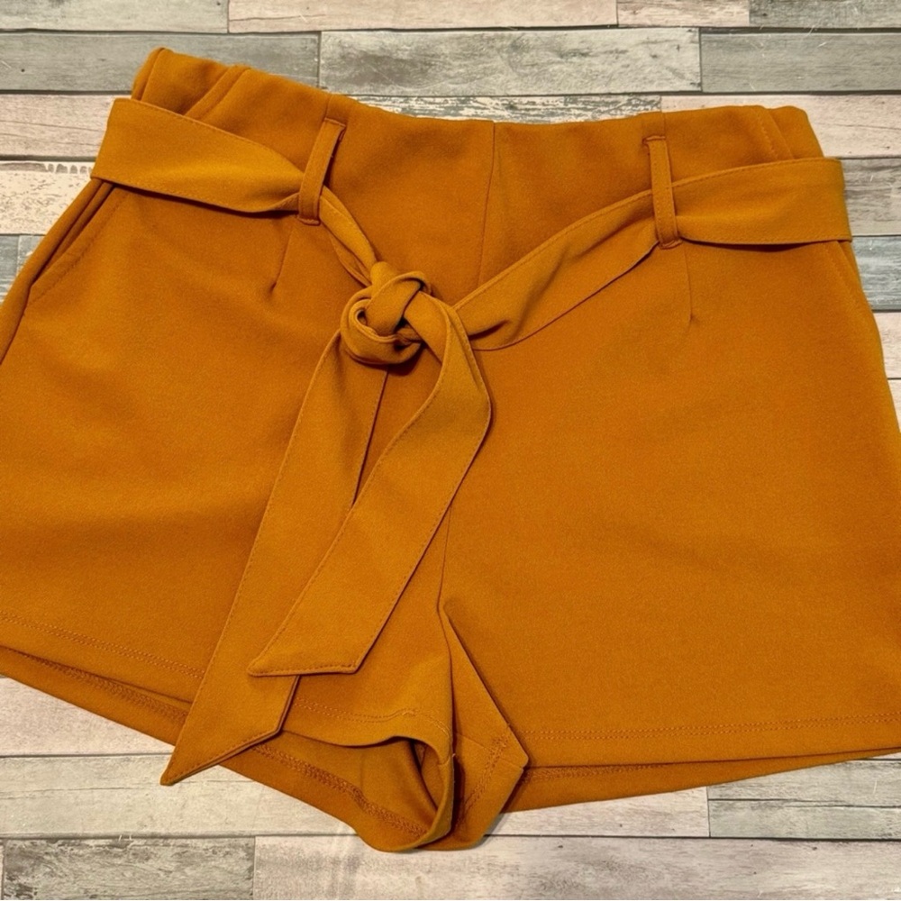 Women’s Mustard “Forever21” High-waisted Shorts with Belt | #A3 - Picture 6 of 11